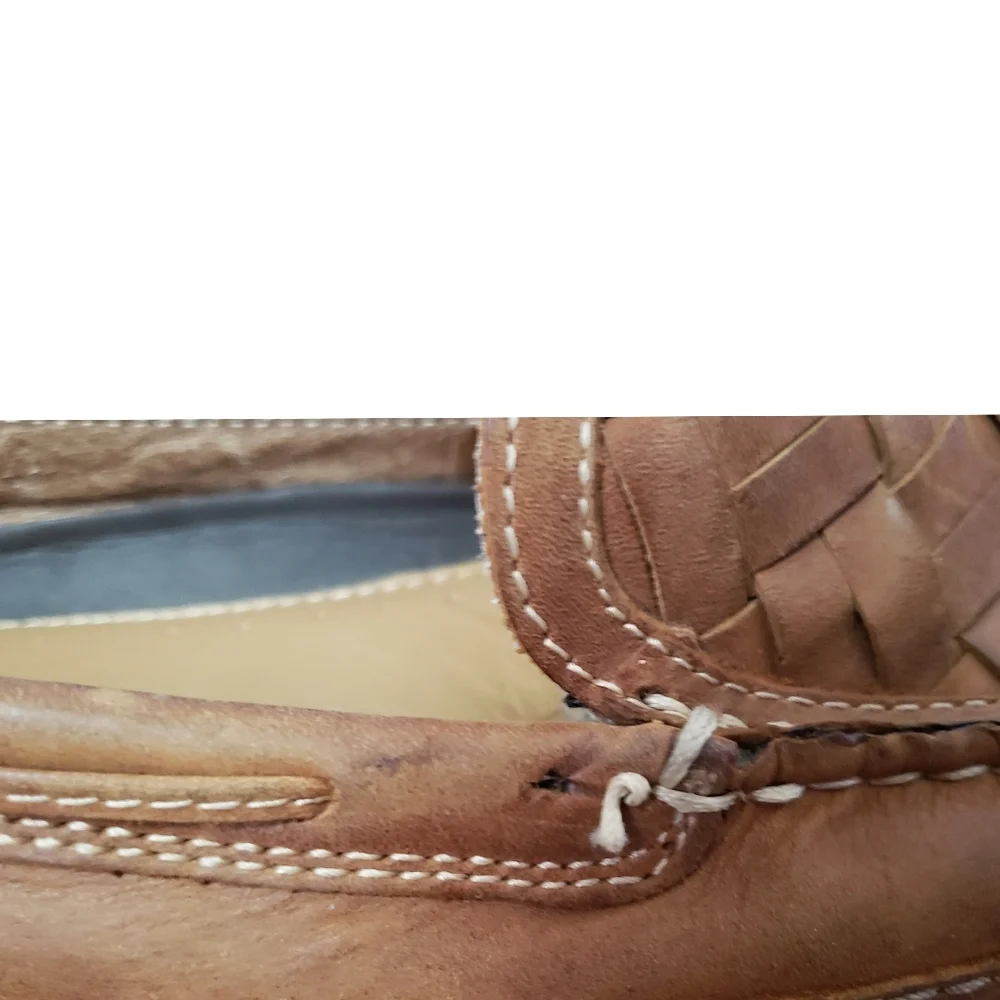 Johnston & Murphy J&M Men's 8.5 Brown Loafer Sheepskin Memory Foam Weaved Shoes